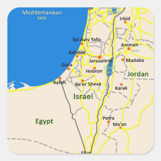 Israel map.JPG Square Sticker