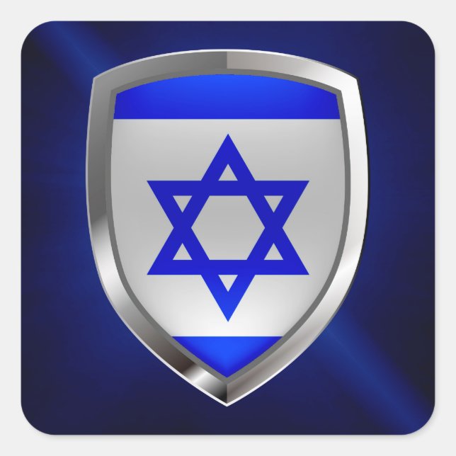 Israel Metallic Emblem Square Sticker (Front)