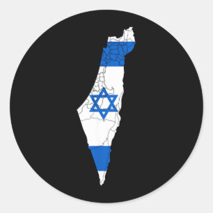 Israel National Flag Distressed Map Classic Round Sticker