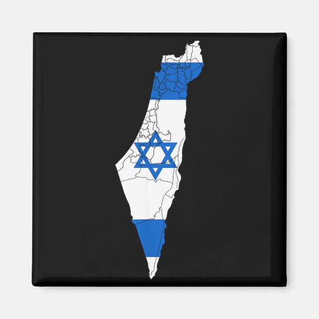 Israel National Flag Distressed Map Magnet (Front)
