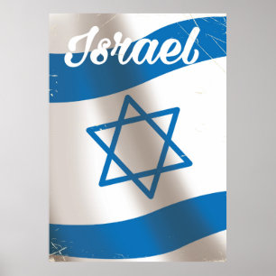 Israel National Flag vintage travel poster