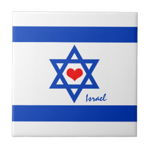 Israel patriots, Red Heart & Israeli flag Ceramic Tile