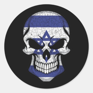 Israel Smiling Skull Flag Classic Round Sticker
