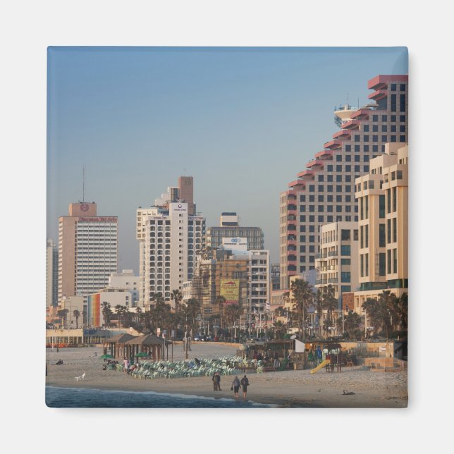 Israel, Tel Aviv, beachfront, hotels, dusk Magnet (Front)