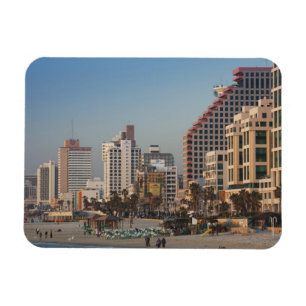 Israel, Tel Aviv, beachfront, hotels, dusk Magnet
