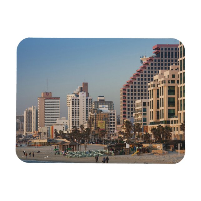 Israel, Tel Aviv, beachfront, hotels, dusk Magnet (Horizontal)