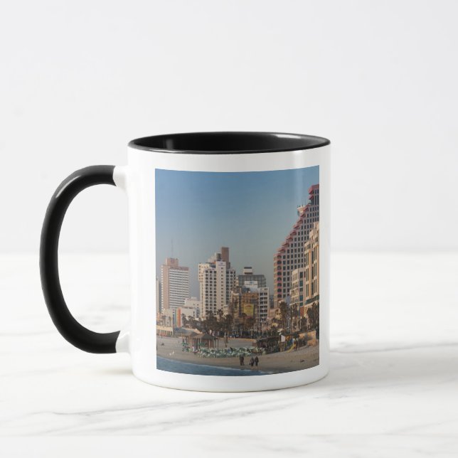 Israel, Tel Aviv, beachfront, hotels, dusk Mug (Left)