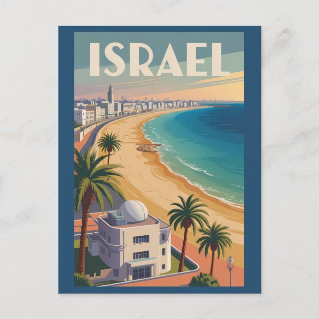 Israel Tel Aviv Illustration Travel Art Vintage Postcard (Front)