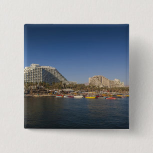 Israel, The Negev, Eilat, Red Sea beachfront 15 Cm Square Badge