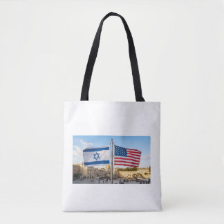 Israel USA Flags Jerusalem Western Wall Tote Bag