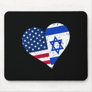 Israel Usa Heart Shirt Distressed Israeli American Mouse Pad