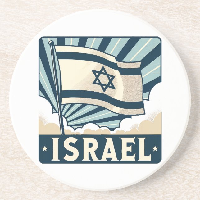 Israel  Vintage Travel Poster Coaster (Front)