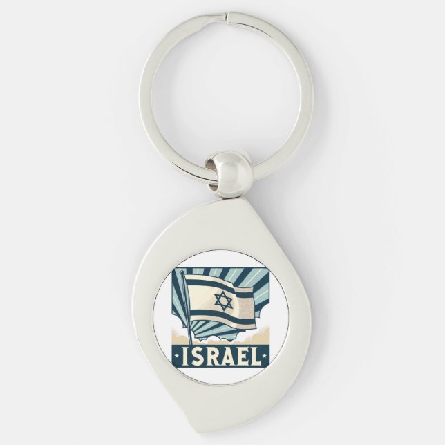 Israel  Vintage Travel Poster Key Ring (Front)