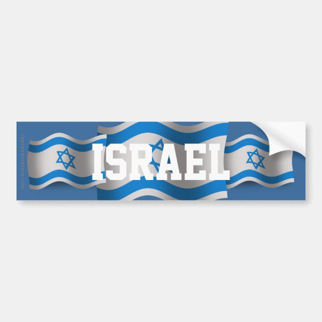 Israel Waving Flag Bumper Sticker (Front)