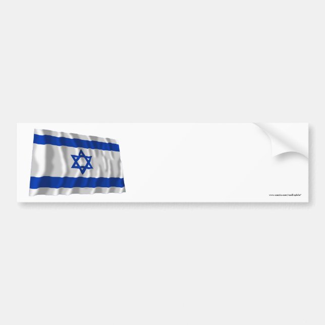 Israel Waving Flag Bumper Sticker (Front)