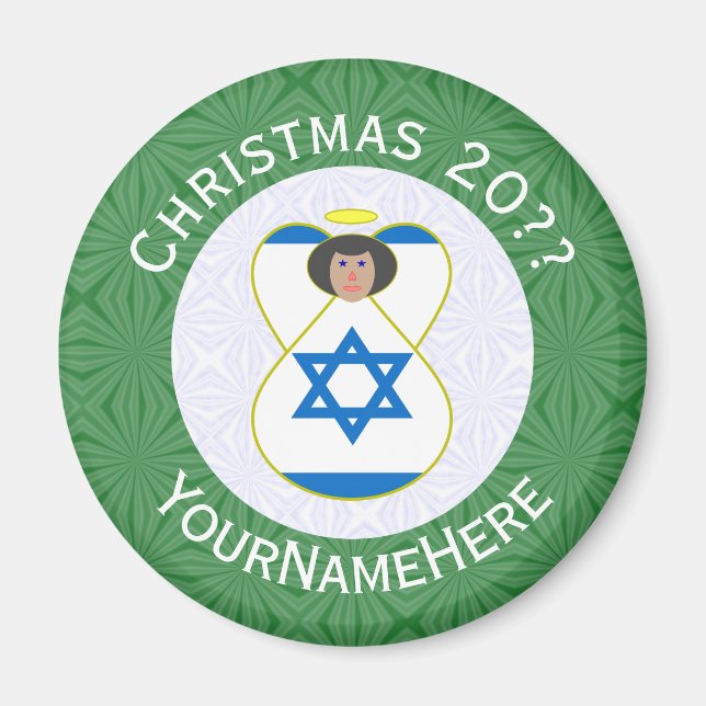 Israeli Angel Christmas Flag Personalised Magnet (Front)
