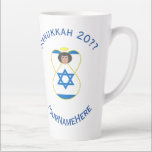 Israeli Angel Hanukkah Flag Personalised Large Latte Mug<br><div class="desc">Personalised large latte mug to help you celebrate Hanukkah with this angel dressed in the Flag of Israel. Add your name, or the name of someone else, if giving as a gift, to personalise. Add a year and holiday, too. Designed to augment your Hanukkah decor this holiday season. Design shows...</div>