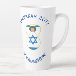 Israeli Angel Hanukkah Flag Personalised Large Latte Mug