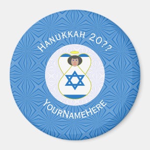 Israeli Angel Hanukkah Flag Personalised  Magnet