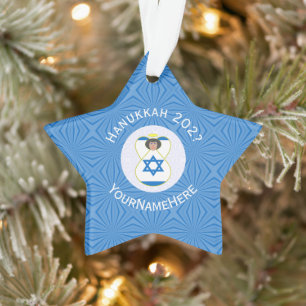 Israeli Angel Hanukkah Flag Personalised  Ornament