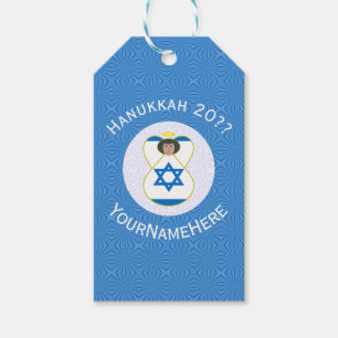 Israeli Angel Hanukkah Flag Personalized  Gift Tags