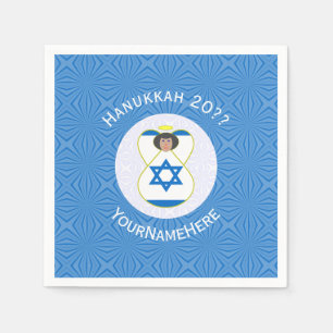 Israeli Angel Hanukkah Flag Personalized Napkin