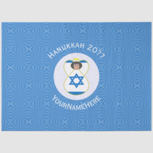 Israeli Angel Hanukkah Flag Personalized  Tissue Paper