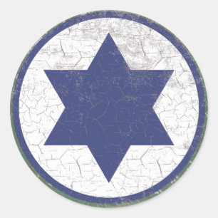 Israeli Blue Star Air Force Roundel Rustic Classic Round Sticker