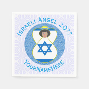Israeli Flag Angel Blue White Personalised Napkin