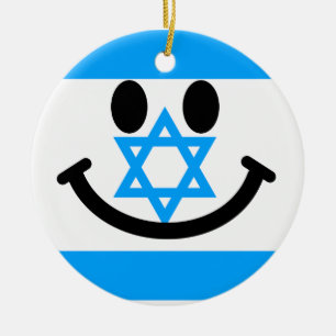 Israeli flag face ceramic ornament