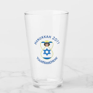 Israeli Flag Hanukkah Angel Personalised Drinking Glass