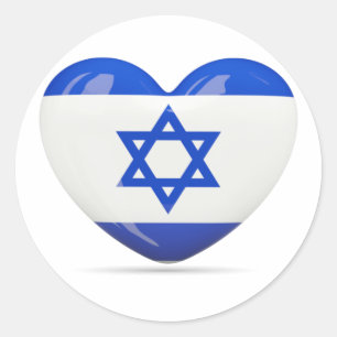Israeli Flag Heart Classic Round Sticker