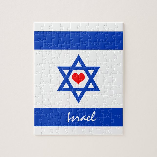 Israeli flag & Heart - Israel travel/sports fans Jigsaw Puzzle (Vertical)