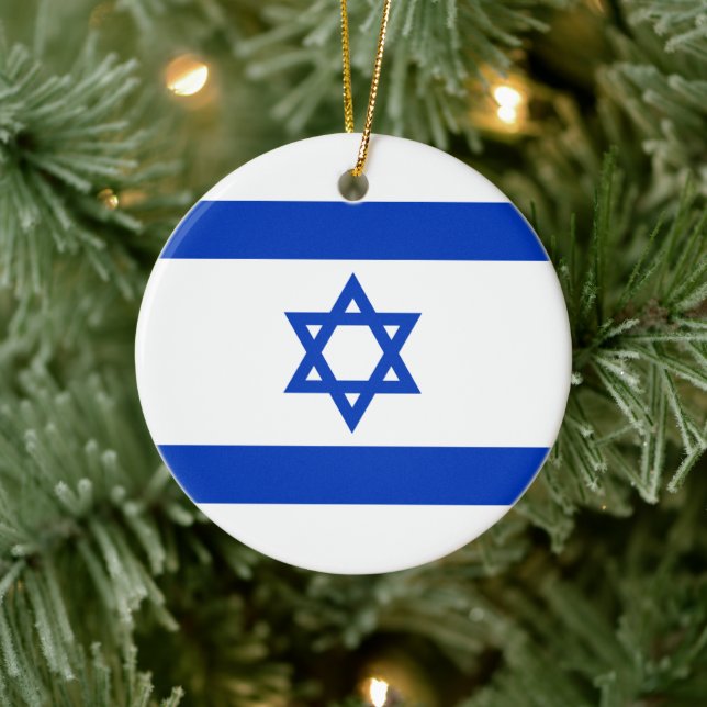 Israeli Flag (Israel) Ceramic Ornament (Tree)