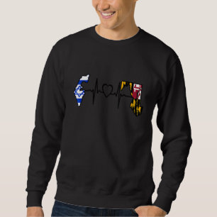 Israeli Flag Israel Maryland Heartbeat Sweatshirt