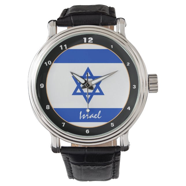 Israeli flag & Jerusalem, Israel travel/sport fans Watch (Front)
