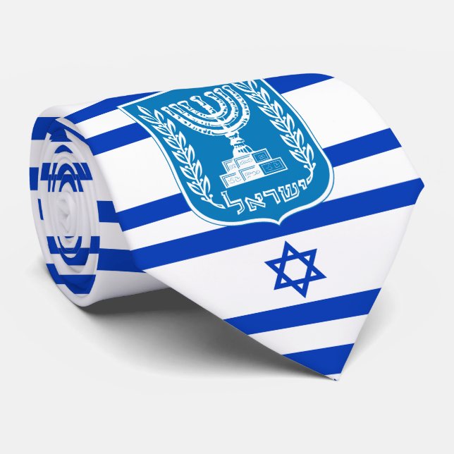 Israeli Flag & National Emblem, Flag of Israel Tie (Rolled)
