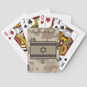 Israeli Flag On Desert Camo Playing Cards