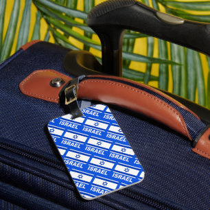 Israeli Flag Pattern Luggage Tag