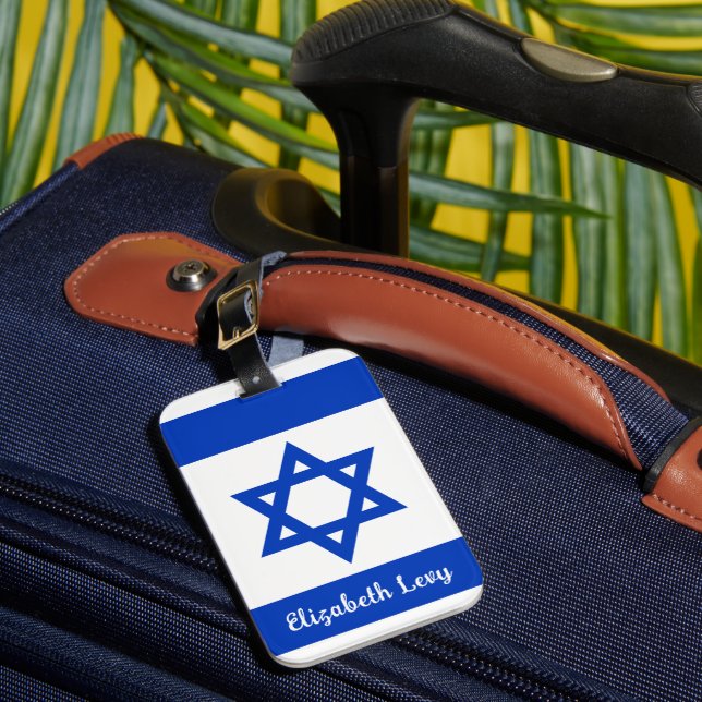 Israeli Flag Personalised Luggage Tag (Front Insitu 1)