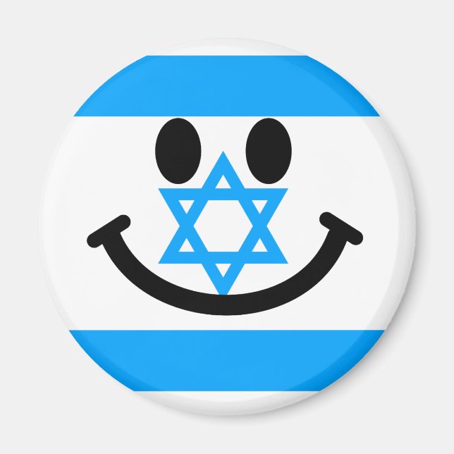 Israeli flag smiley face magnet (Front)