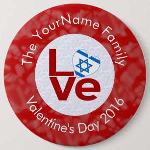 Israeli LOVE White on Red 6 Cm Round Badge
