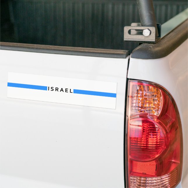 Israeli minimalistic flag bumper sticker (On Truck)