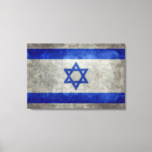 Israeli national flag on stone texture canvas print