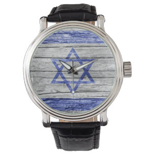 Israeli wood  flag watch