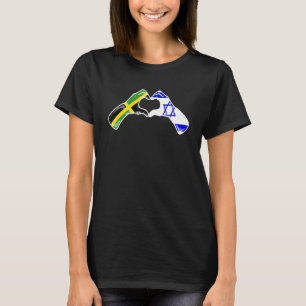 Isreal Jamaica Flag Isreali Jamaican Heart T-Shirt