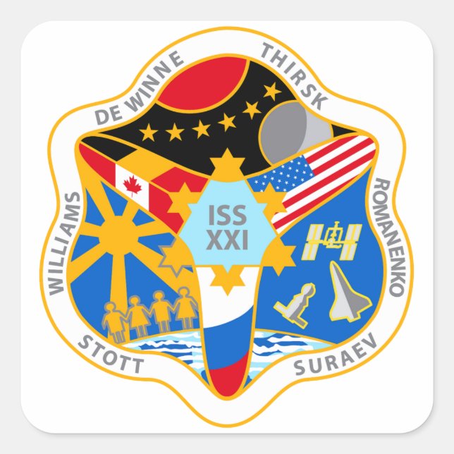 ISS Crews:  Expedition 21 Square Sticker (Front)