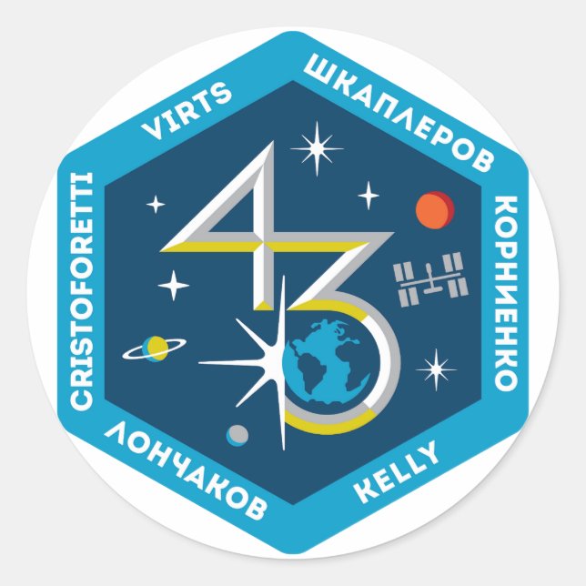 ISS Crews:  Expedition 43 Classic Round Sticker (Front)