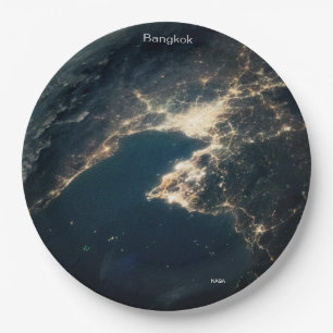ISS Photo Bangkok at Night, NASA, Paper Plate