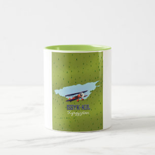 Issyk-Kul Kyrgyzstan lake travel poster art. Two-Tone Coffee Mug